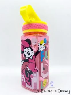 Gourde Minnie Mouse Fabulous Disney Store Bouteille Plastique Paille Rose Jaune