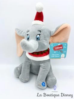 Peluche Musicale Dumbo Noël Disney Sambro éléphant Gris Bonnet Rouge 34 Cm