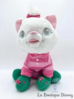 Peluche Marie Noël Disney Store Les Aristochats Pyjama Rose Vert écusson 28 Cm