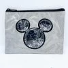 Pochette Mickey Mouse Disney Argenté Trousse Maquillage Paillettes -Disney pochette tete mickey mouse paillettes argente strass disney trousse rangement 1