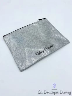 Pochette Mickey Mouse Disney Argenté Trousse Maquillage Paillettes -Disney pochette tete mickey mouse paillettes argente strass disney trousse rangement 3
