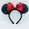 Serre Tête Oreilles Minnie Mouse Sequins Disney Parks Disneyland Ears Noir Noeud Rouge Classique Strass -Disney serre tete oreilles minnie mouse sequins disneyland disney ears rouge noir classique 2
