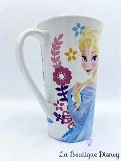 Tasse Elsa La Reine Des Neiges Disney Store 2015 Mug Blanc Fleurs Haut -Disney tasse elsa la reine des neiges disney store mug princesse haut fleurs 1