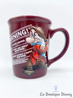 Tasse Grincheux Warning Disney Mug Blanche Neige Et Les Sept Nains Bordeau Relief 3D
