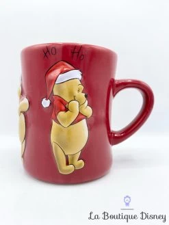 Tasse Winnie L'Ourson Disney Store Exclusive Mug Noël Rouge Ho Ho Relief 3D